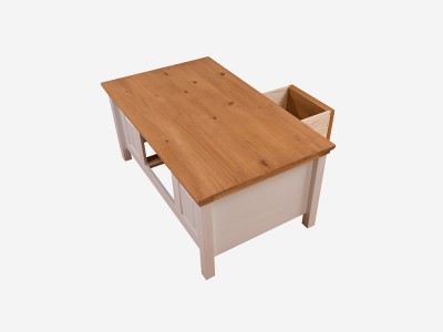 Mesa de centro de Madeira branco lavado e cera | Coleção England